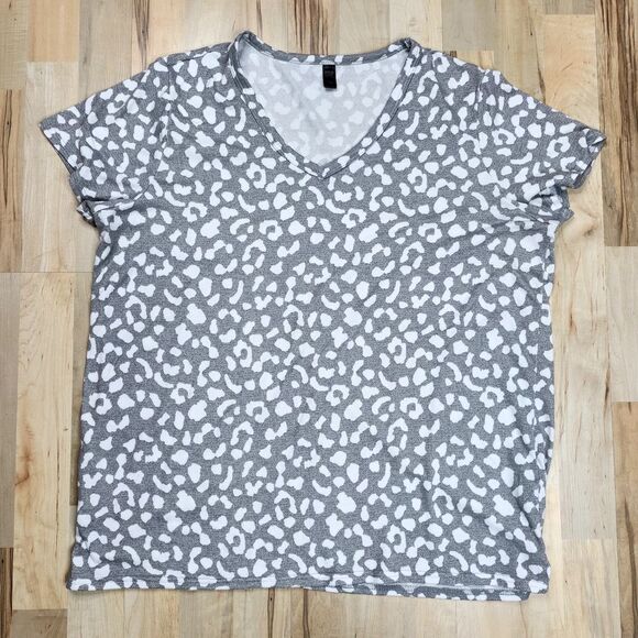 32 Degrees‎ Cool Womens Short Sleeve Gray White Leopard Tee Sleep Shirt Size XL - Picture 1 of 6